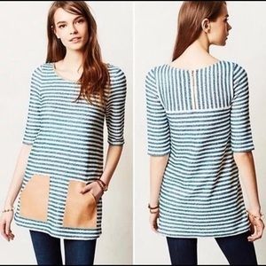 ANTHROPOLOGIE SAPONY STRIPED TUNIC DRESS.